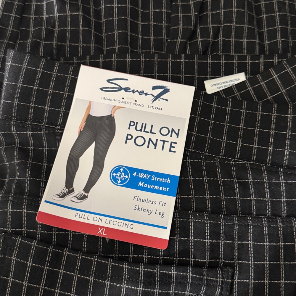 Seven7 Black and White Grid Ponte Pants